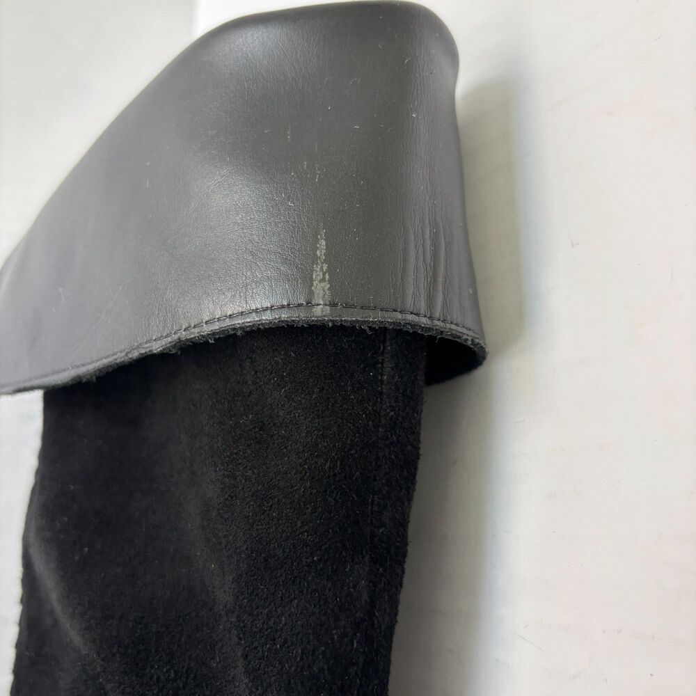 Vince Camuto Bendra Suede Over The Knee Boots Womens 8.5 M Black Flat Zip Goth - Picture 12 of 16